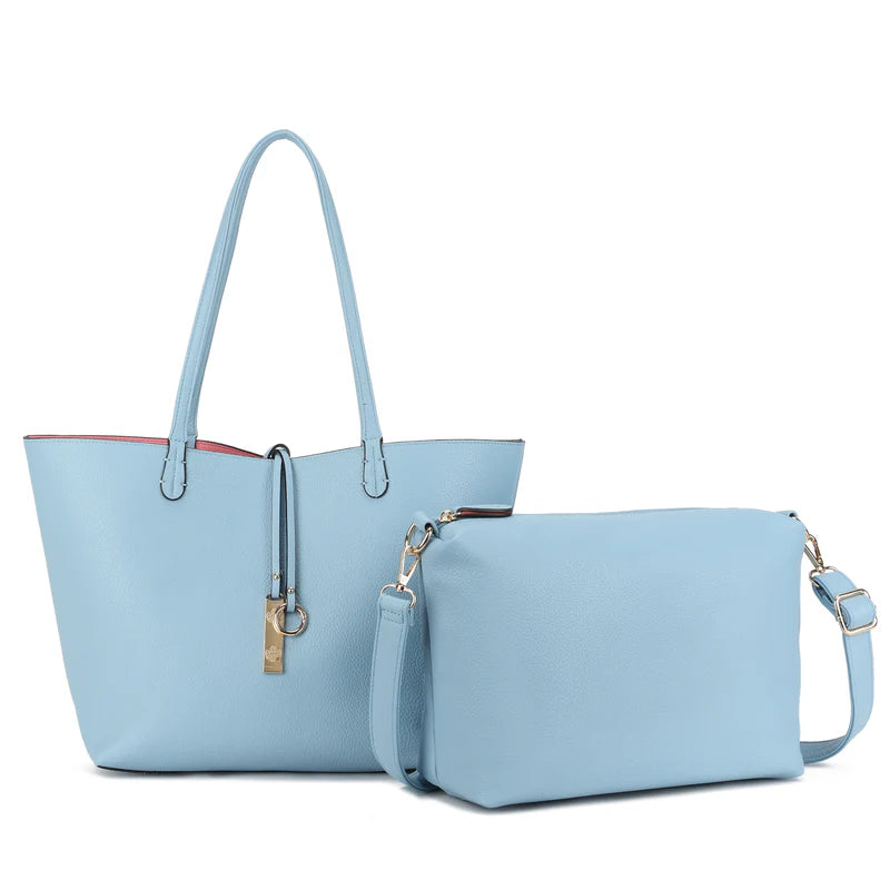 Pastel 2-in-1 Reversible Tote Bag with Matching Detachable Pouch