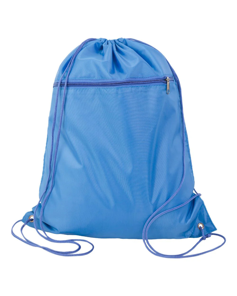Multi-Color Drawstring Backpack with Front Zipper Pocket and Cinch Closure