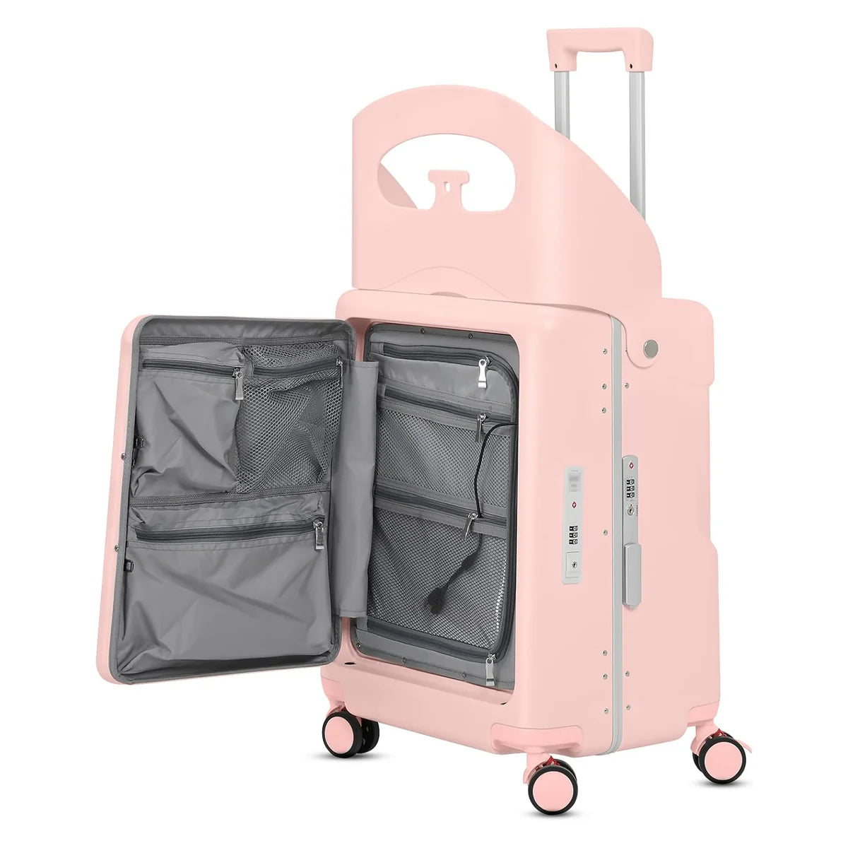 20-inch Multi-Functional Kids-Friendly Carry-On Suitcase with Organized Interior and Built-In Seat
