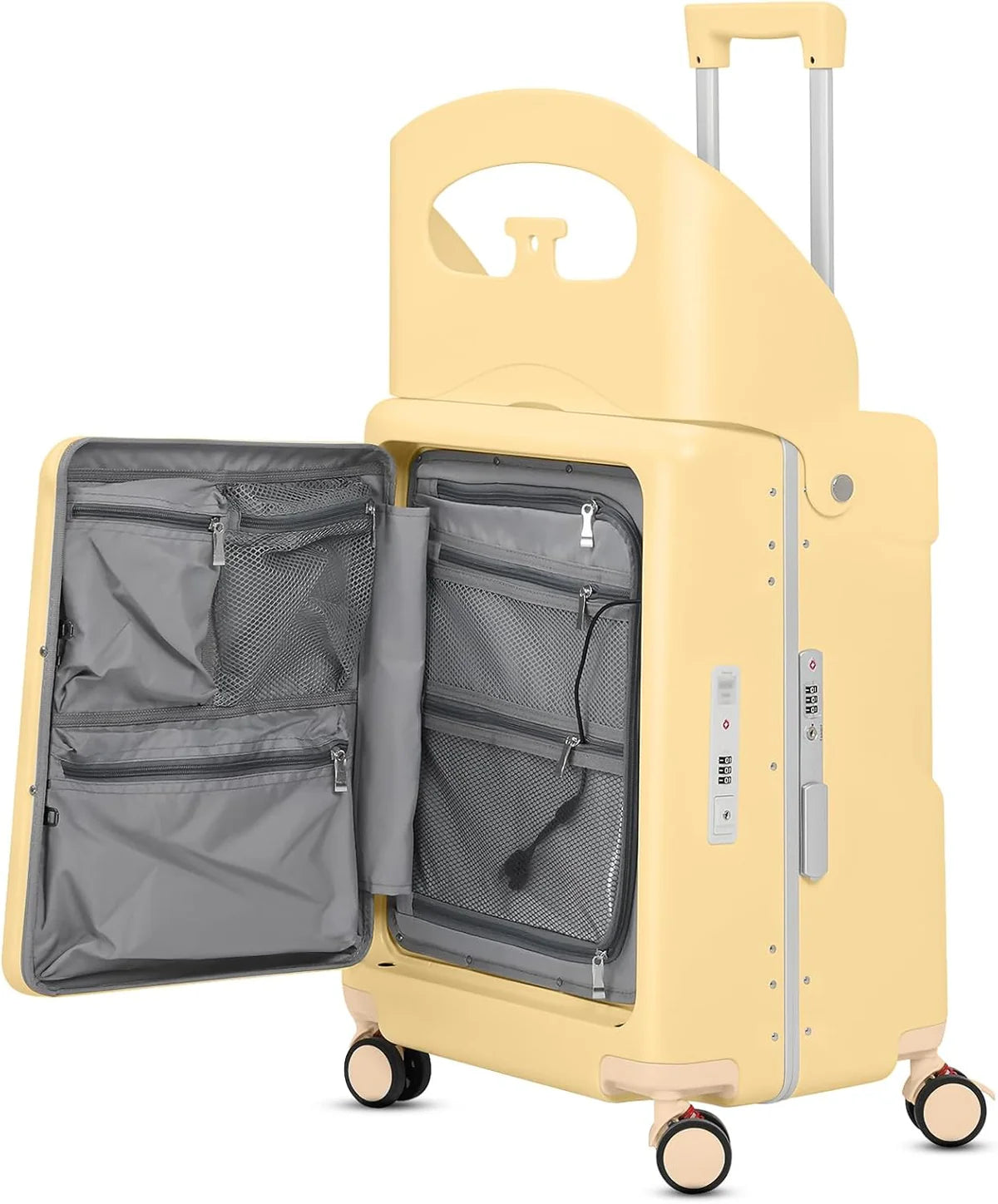 20-inch Multi-Functional Kids-Friendly Carry-On Suitcase with Organized Interior and Built-In Seat
