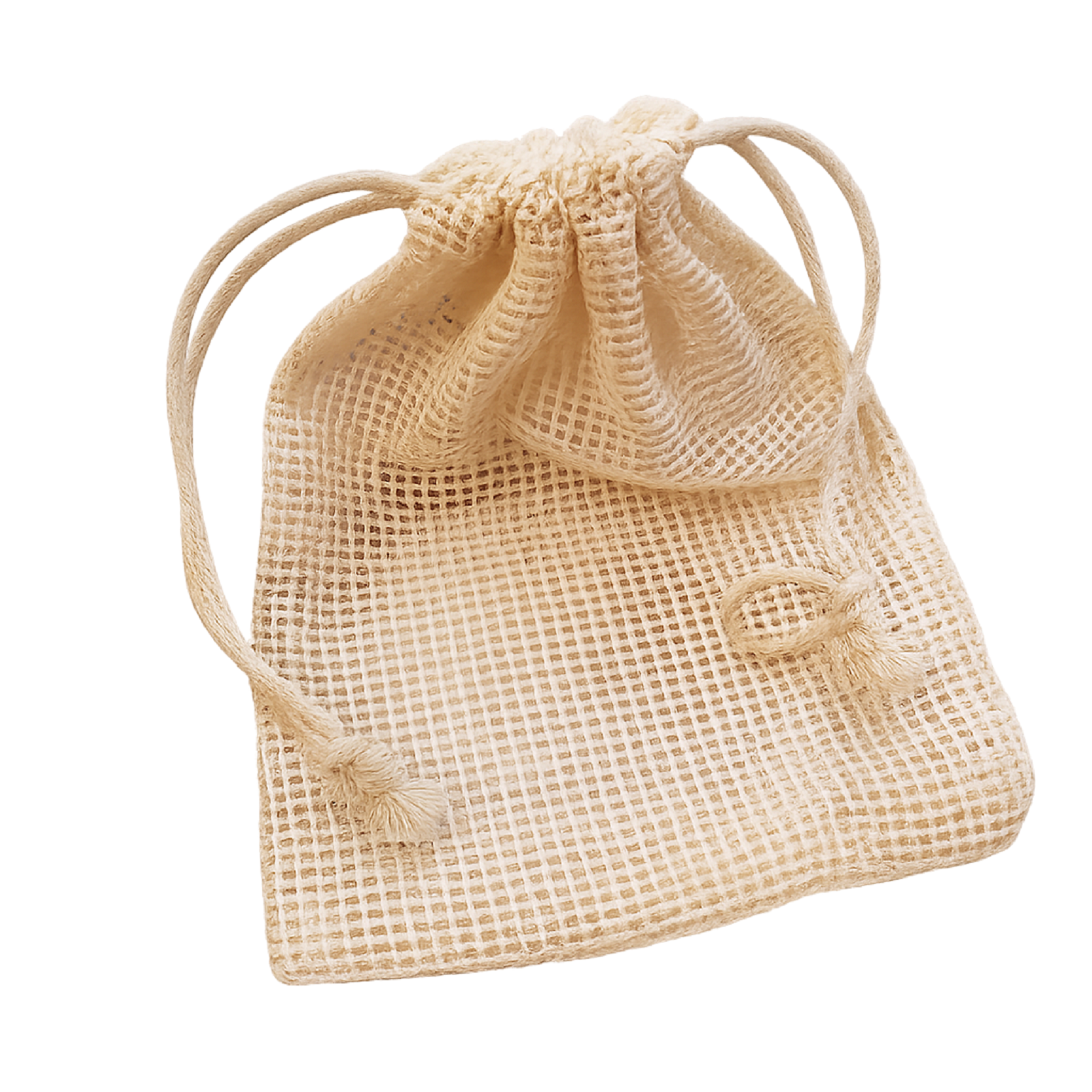 Natural Cotton Mesh Drawstring Bags in Assorted Sizes for Multi-Purpose Organization 6 Pack 2Lx2Mx2S